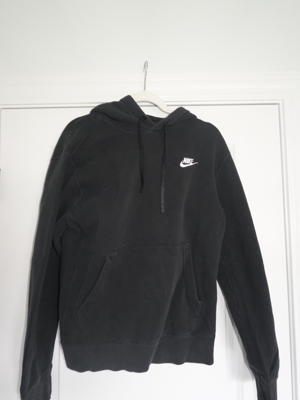Nike Men’s Black Crewneck Hoodie with White Swoosh